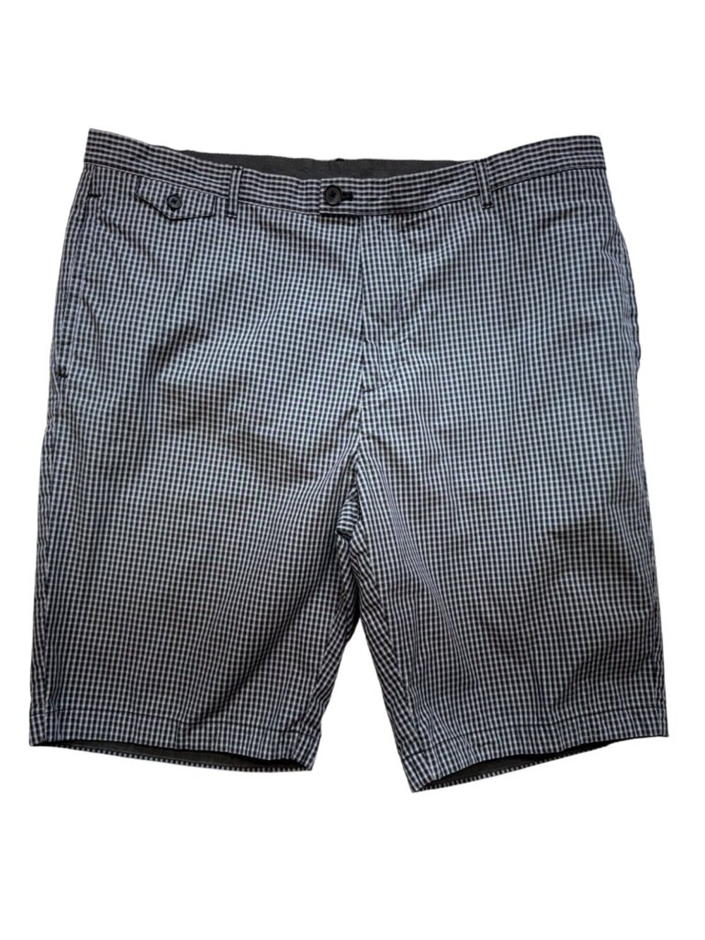 Calvin Klein Mens Chino Short Sz 38 Black White Gingham Flat Front Casual Cotton